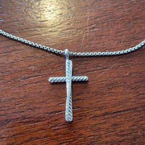 David Yurman Crossover Cross necklace with pave’ diamonds - 16” Chain. 1” cross.
